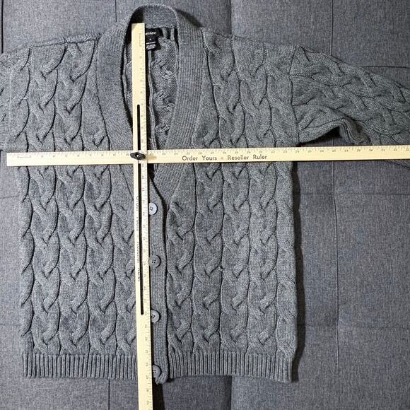 Karen Kane Cardigan Sweater Women XL Gray Cable Knit‎ Fisherman Boxy - Picture 3 of 6